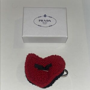 Prada Red Knit Heart Keychain
